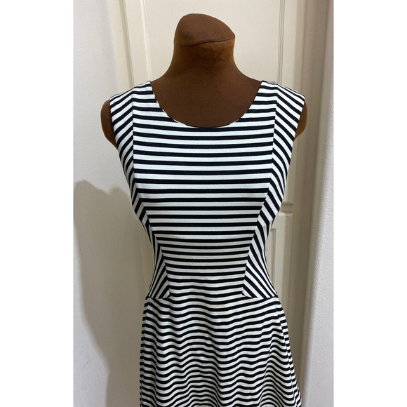 Free People Black White Stripe Fit and Flare Dress Size Small - Picture 2 of 7